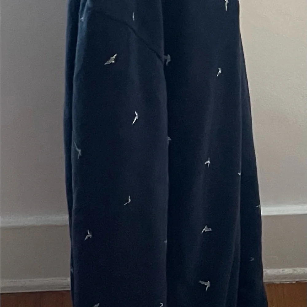 Denim & Flower Ricky Singh men’s navy blue birds print sweater pullover, size XL